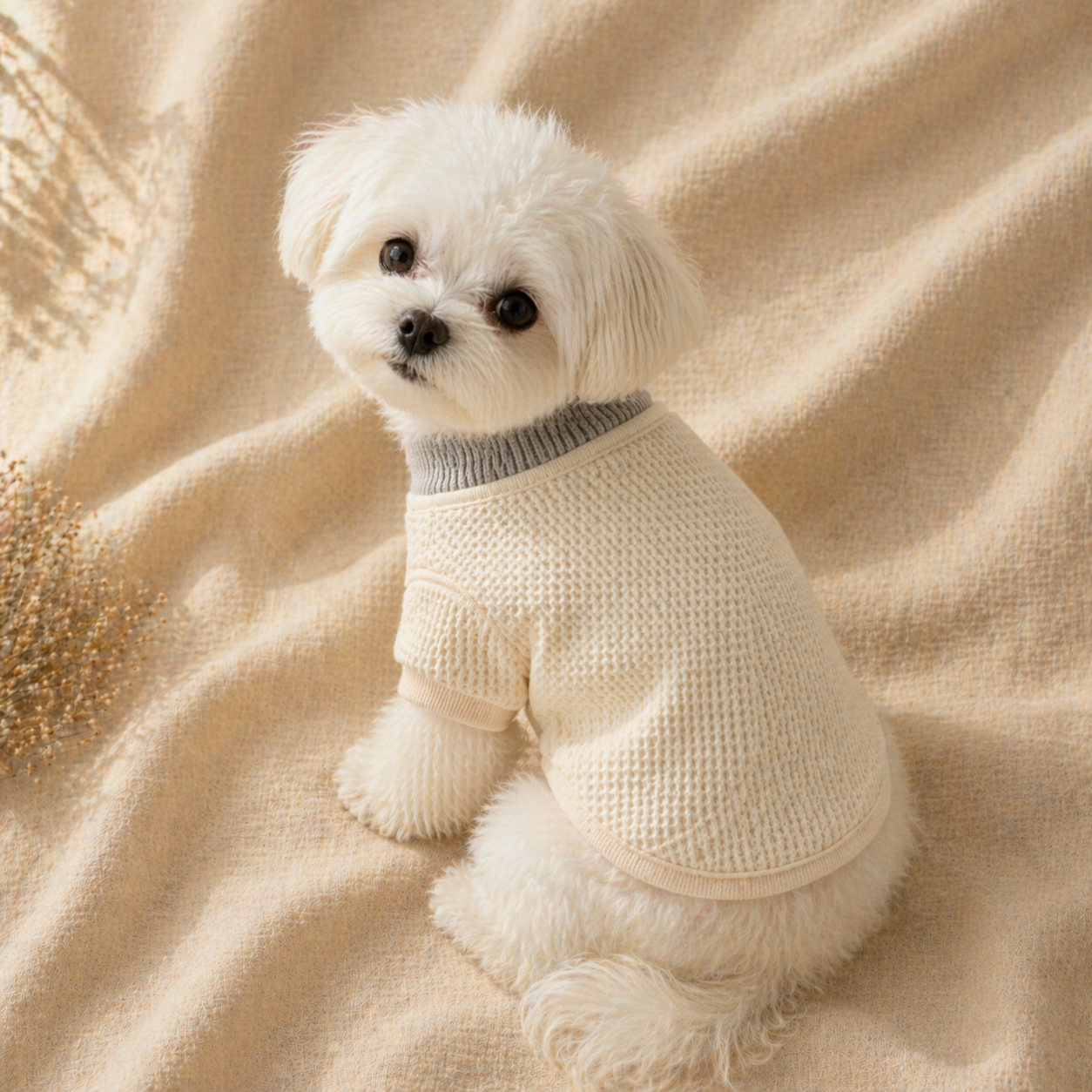 Cream Waffle Knit