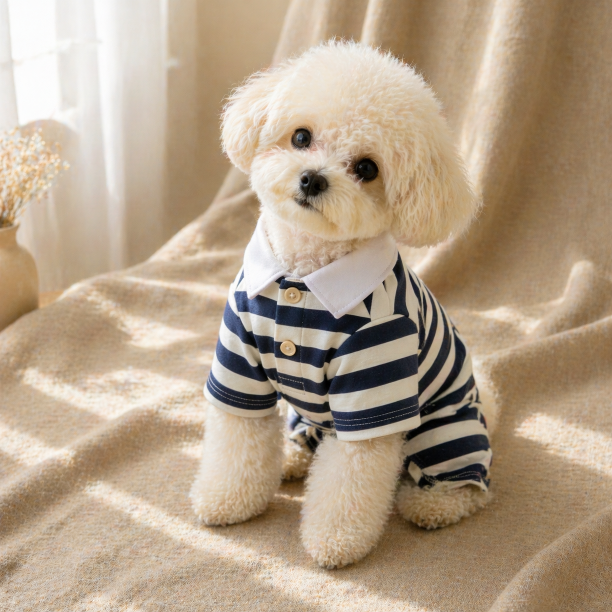 Navy Striped Polo Jumpsuit