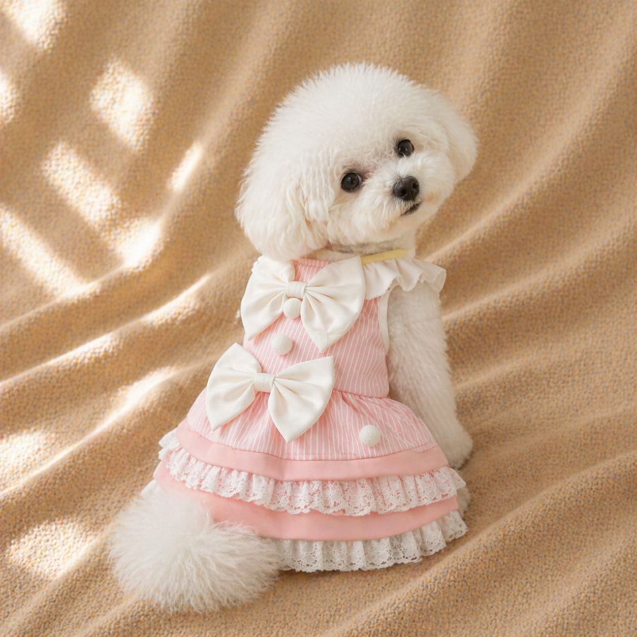 Pink Striped Ruffle Dress