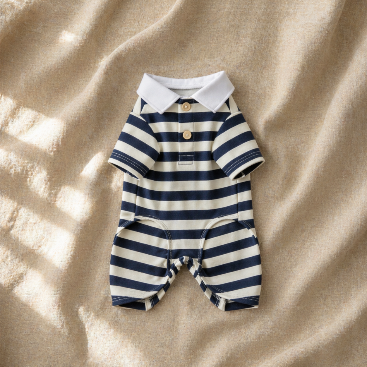 Navy Striped Polo Jumpsuit