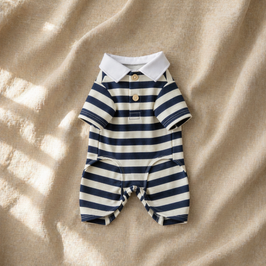 Navy Striped Polo Jumpsuit
