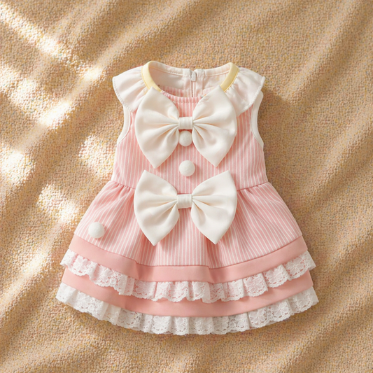 Pink Striped Ruffle Dress