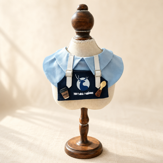 Dog Costume Scarf - Light Blue Coffee Apron Style