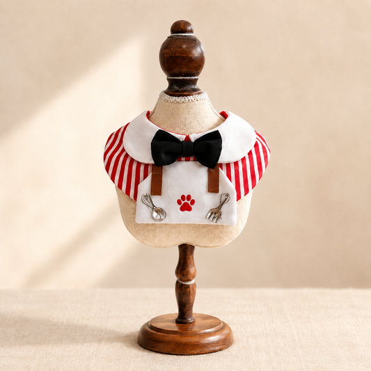 Dog Costume Scarf - Red-and-White Diner Bow Style