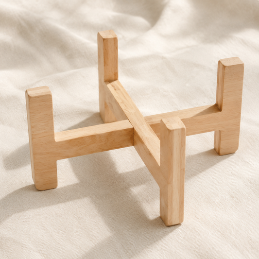 Natural Wood Stand for Petal Slow Feeder Bowl