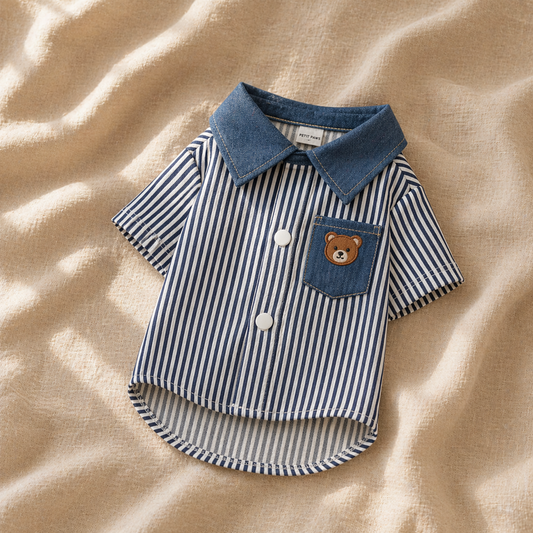 Navy Striped Denim Shirt