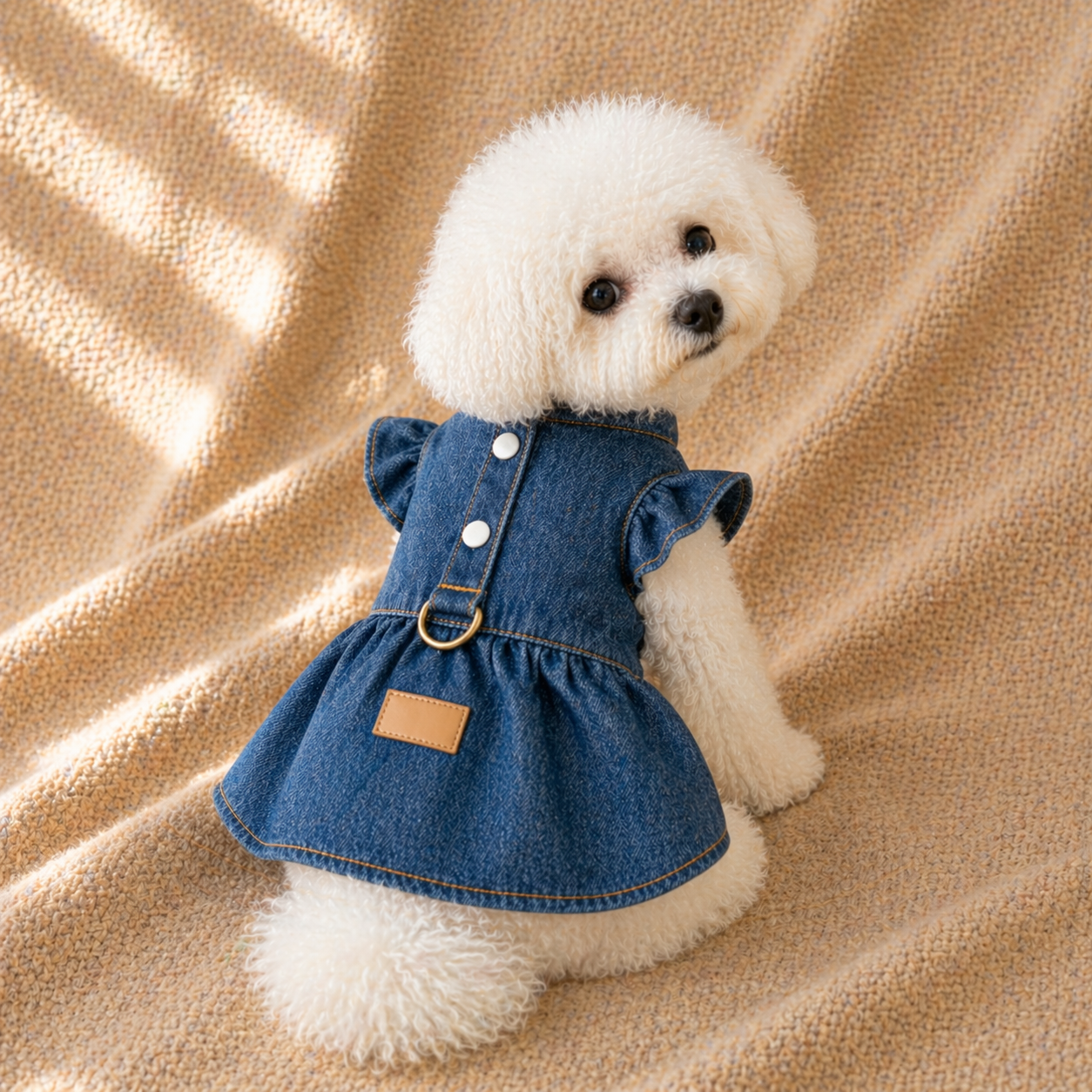 Denim Ruffle Harness Dress