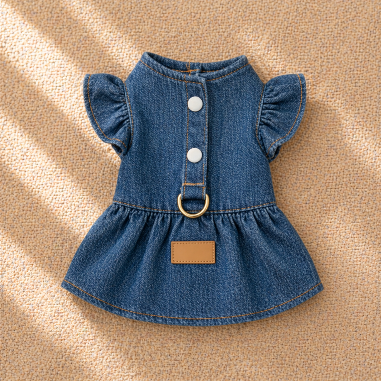Denim Ruffle Harness Dress